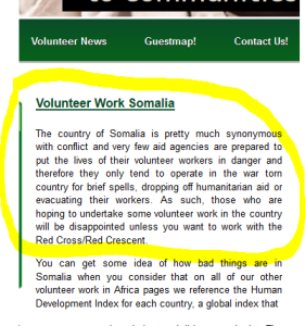 NGO don't volunteer in Somalia