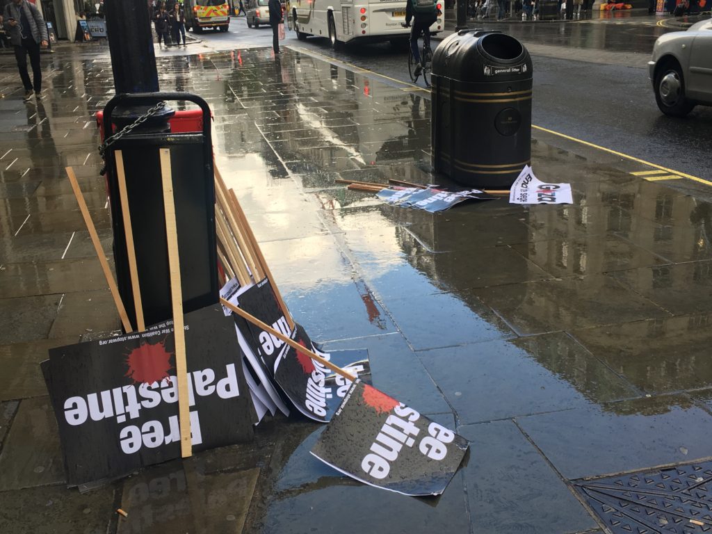 rain anti-Israel protest