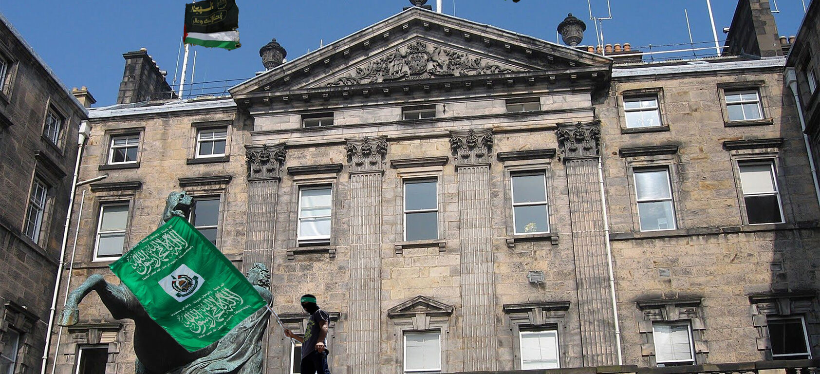 Islamic Jihad - Hamas flags over edinburgh