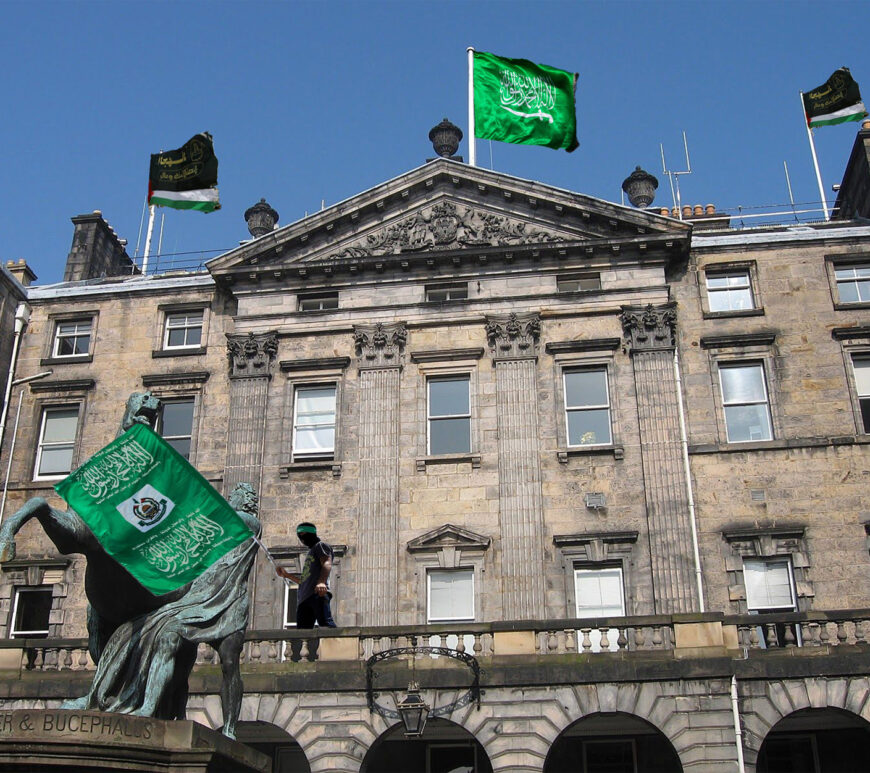 Islamic Jihad - Hamas flags over edinburgh