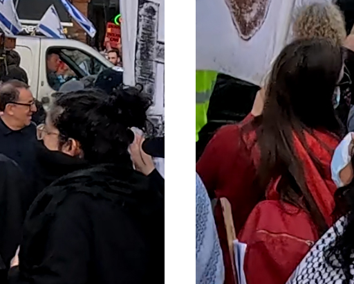 two white girls holding black alliance banner at finchley protest